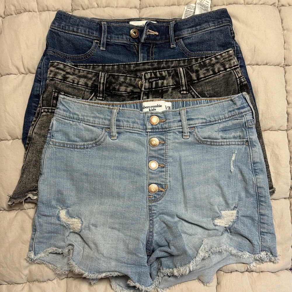 Bundle! Abercrombie & Fitch Kid’s & SHEIN Distressed Blue & Gray Jean Shorts